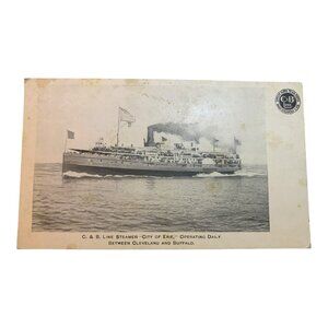 C&B Line City of Erie Steamer Postcard Cleveland Buffalo c1910